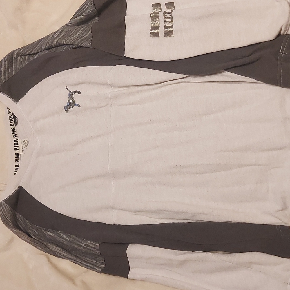 White and Grey Blingy Jersey Style Long Sleeve